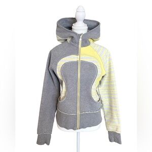 Lululemon Scuba Hoodie Colorblock Yellow Stripe Grey Size 6